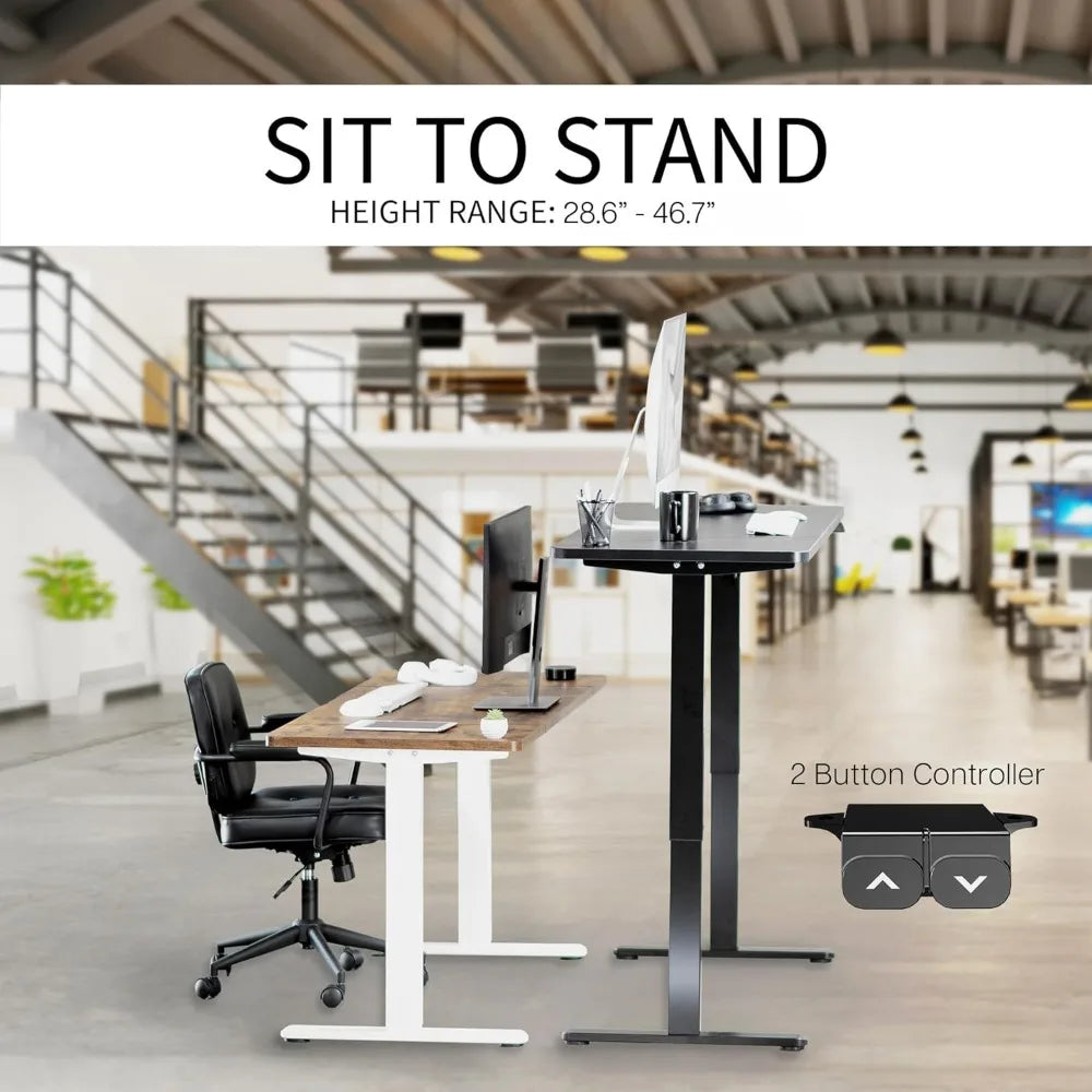 VIVO Electric 60 x 24 inch Stand Up Desk, Height Adjustable, Dark Gray Top Black Frame, Home and Office Furniture Sets, DESK-KIT