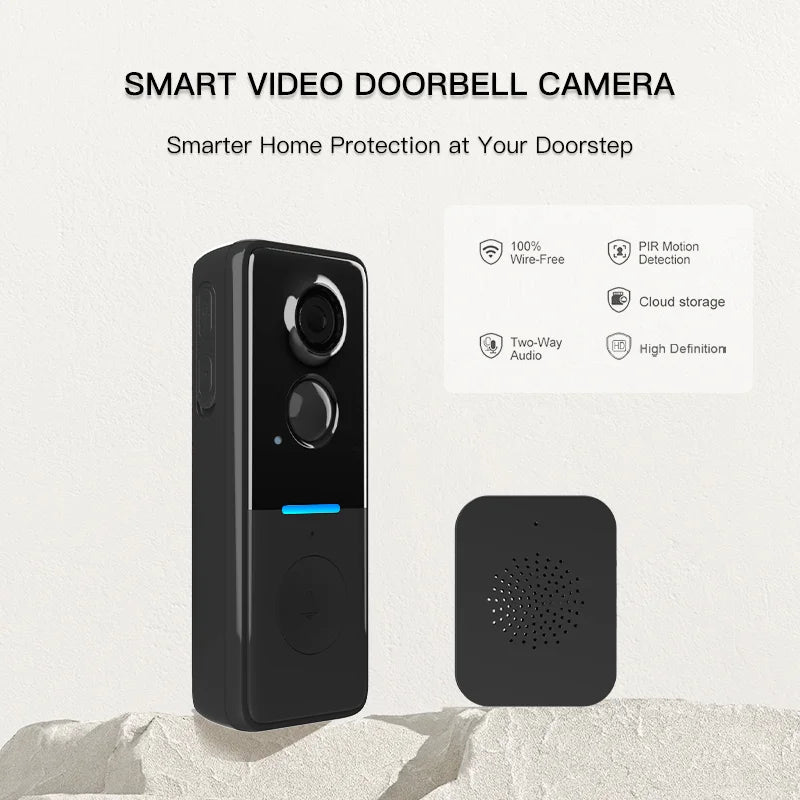 Wireless Doorbell Camera: Battery-Powered, Dual Time Announcement, High Definition, Two-Way Audio, Night Vision Smart Doorbell