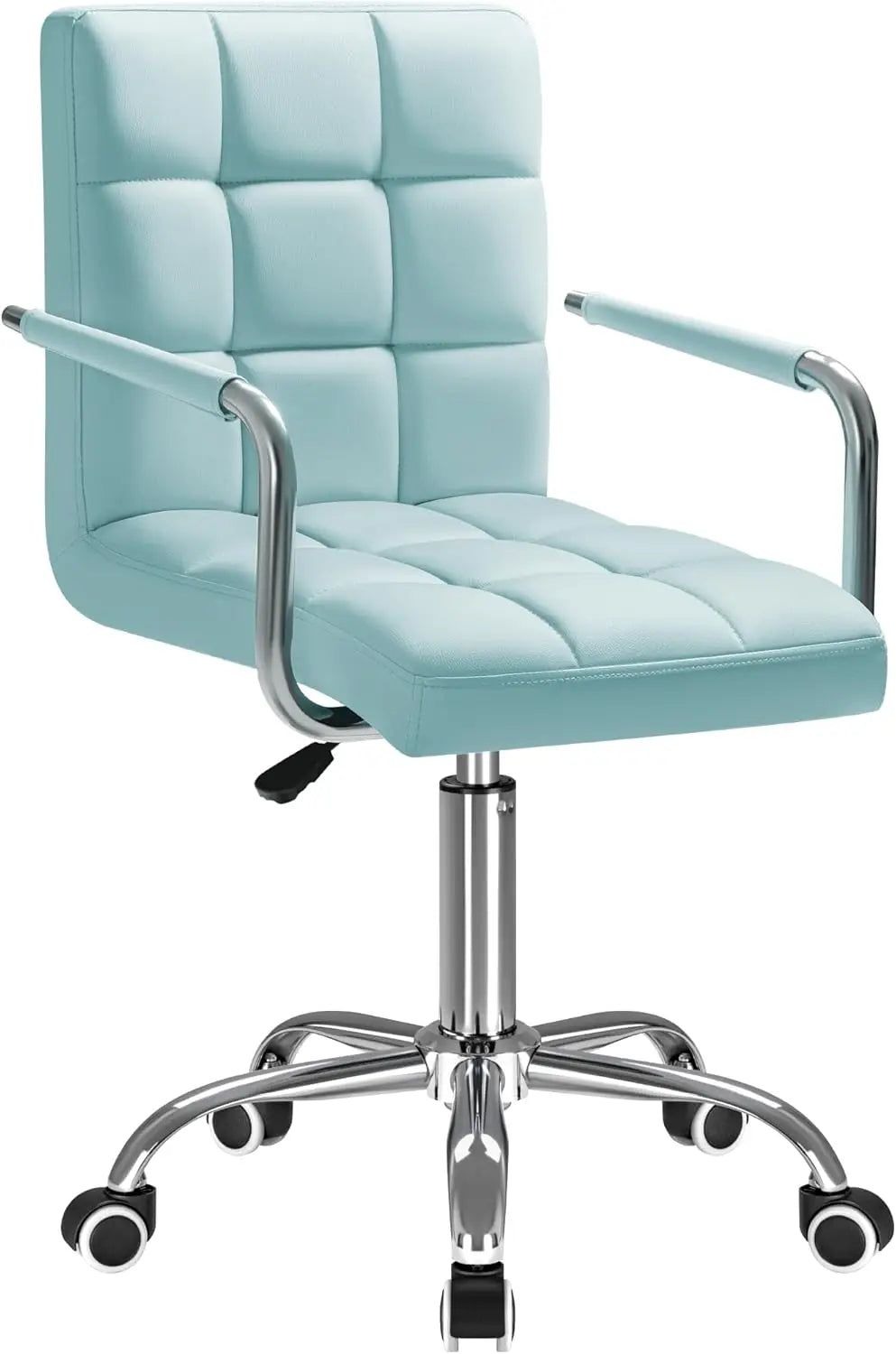 Furmax Mid-Back Office Task Chair Ribbed PU Leather Executive Chair Modern Adjustable Home Desk Retro Comfortable Work Chair 360