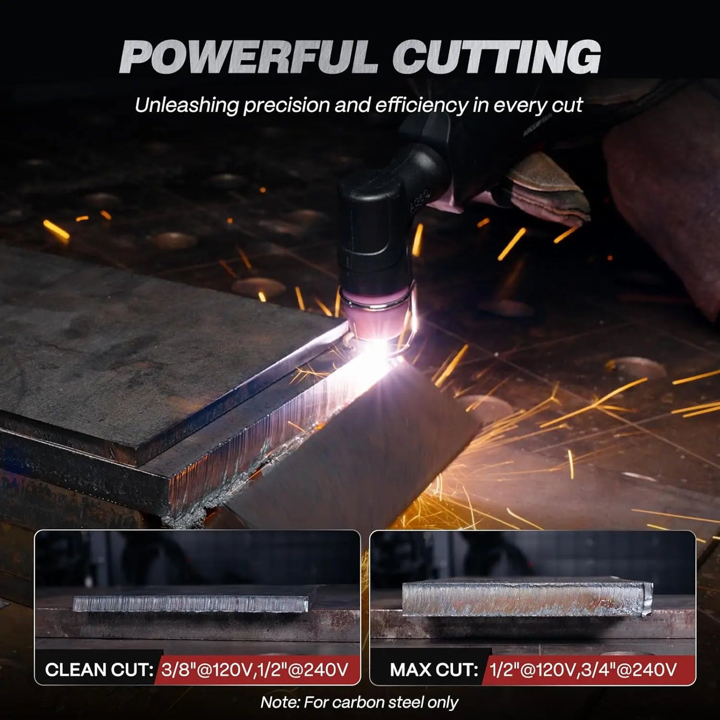 ARCCAPTAIN 55A Plasma Cutter, Large LED Display, Non-Touch Pilot ARC Plasma Cutting Machine, 120/240V Dual Voltage IGBT Inverter