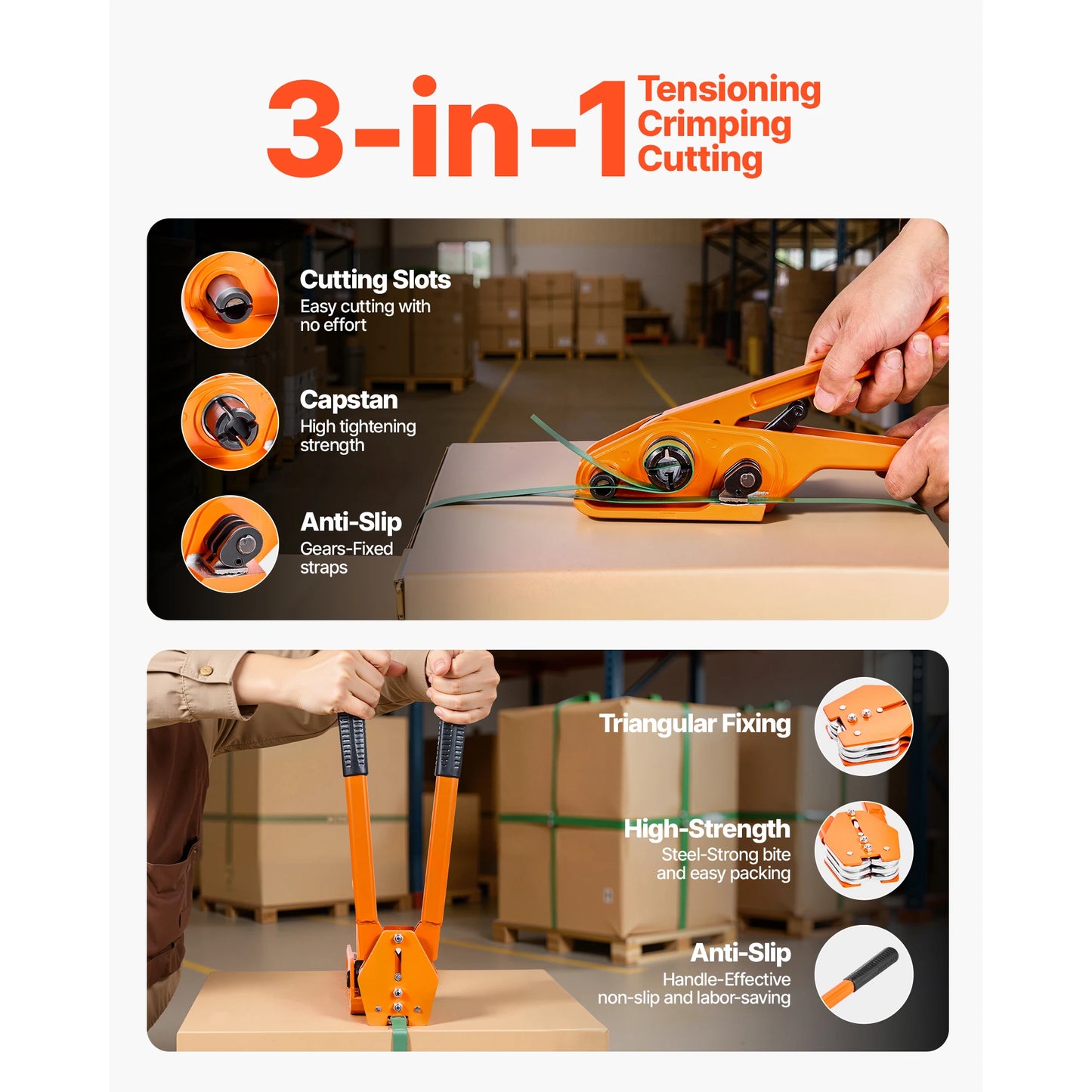 SucceBuy Manual Plastic Strapping Banding Machine Packing Strap Baler with Tension Tool 1000ft PET Band 300 Metal Seals Kit