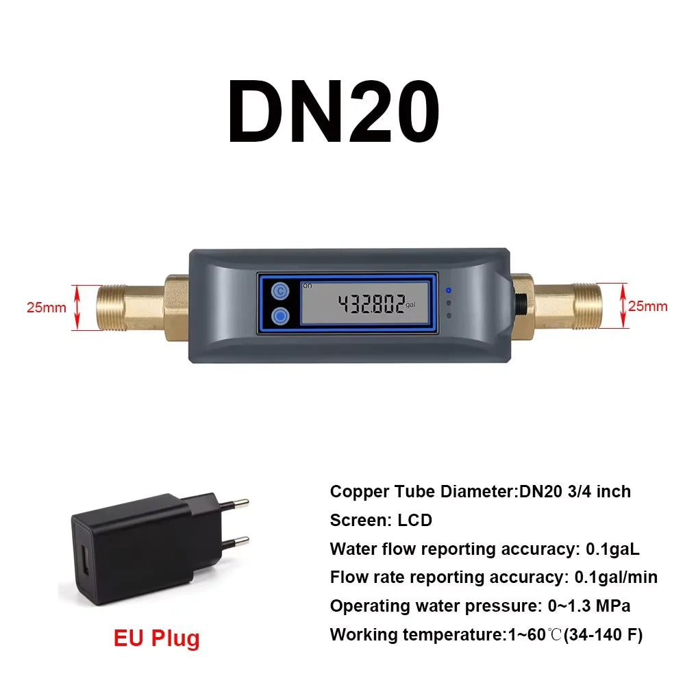 Haozee Tuya Smart WiFi Water Shutoff Valve Water Flow Rate And Water Meter Shut On/Off Remote Control Real Time Display