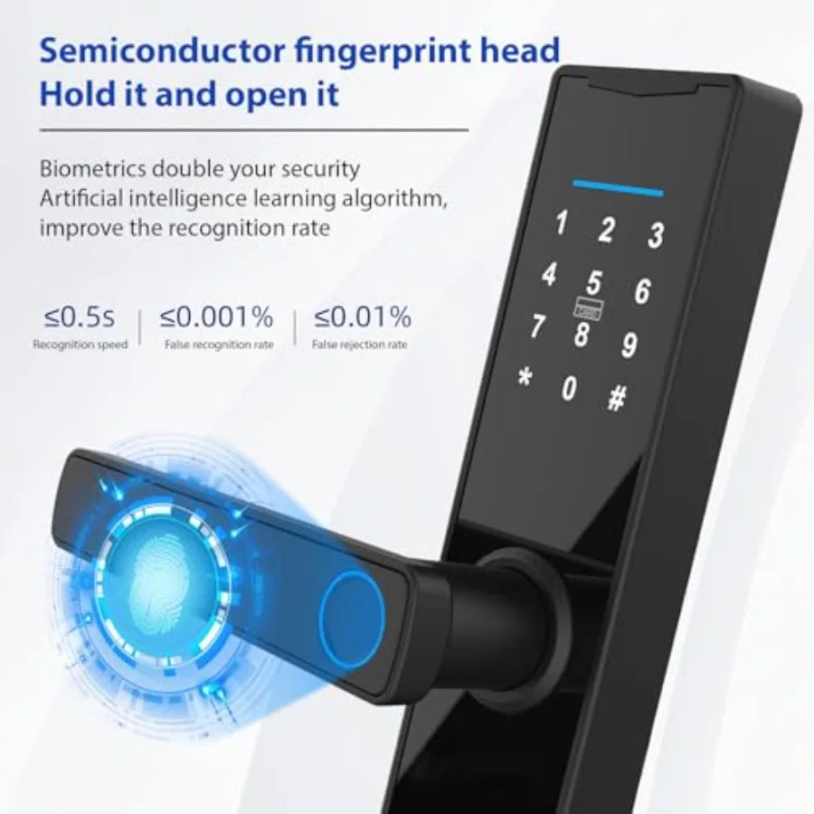 WiFi Smart Lock Tuya Smart Fingerprint Lock Door Lock Keypad Door Lock with Handle Fingerprint Electronic Deadbolt Smart Door L