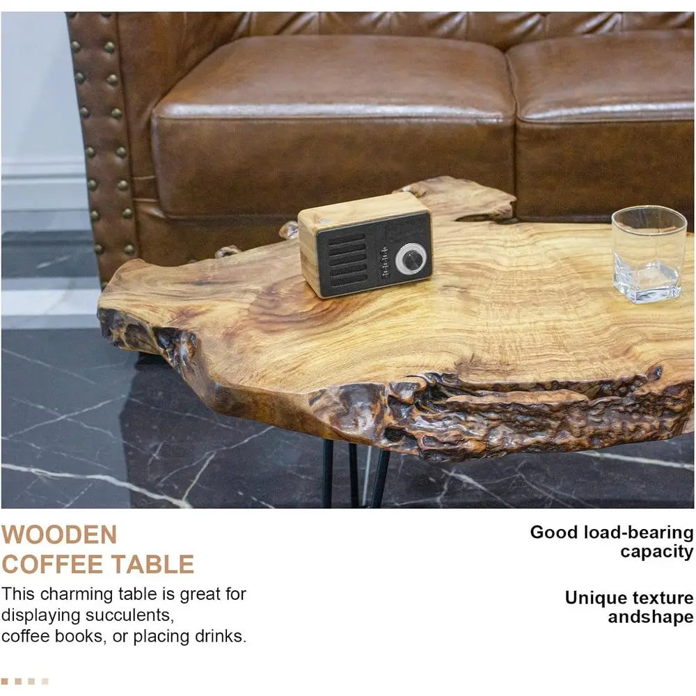 Handcrated Edge Coee Table | Natural Wood with Unique Organic Shape | Metal Hairpin Legs or Living Room, Side Table & Boho Decor