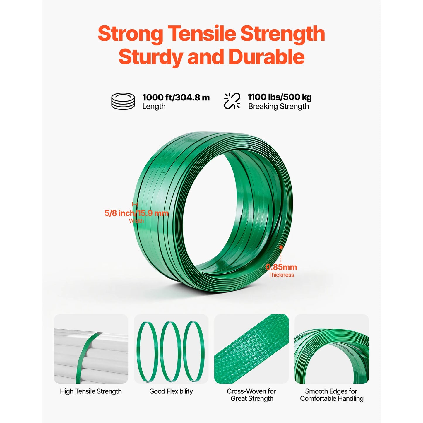 SucceBuy Manual Plastic Strapping Banding Machine Packing Strap Baler with Tension Tool 1000ft PET Band 300 Metal Seals Kit
