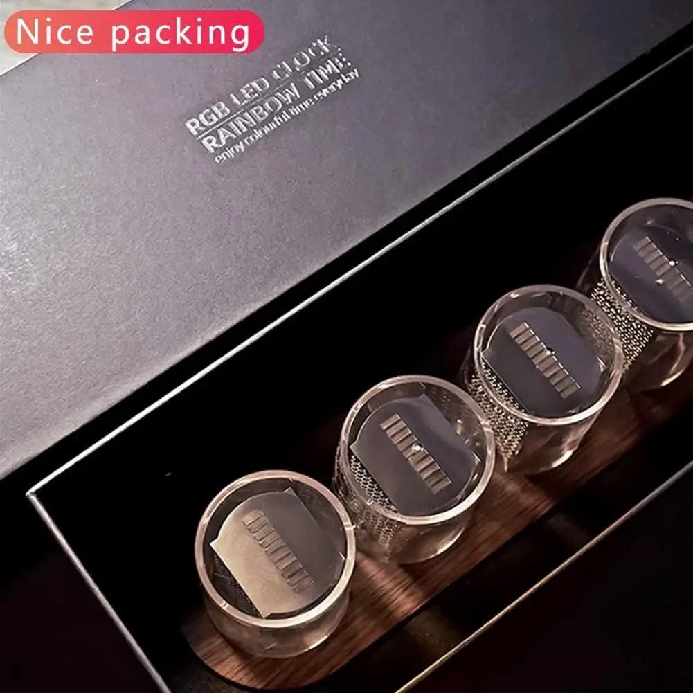 RGB Nixie Tube Style Clock with 16 Million Colors, USB Powered, Multiple Display Modes and Gift Box