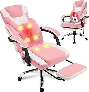 Massage Office Chair with Footrest,6-Point Vibration & Heat Executive Office Chairs,Big and Tall Fabric Office Chair 500LBS,Ergo