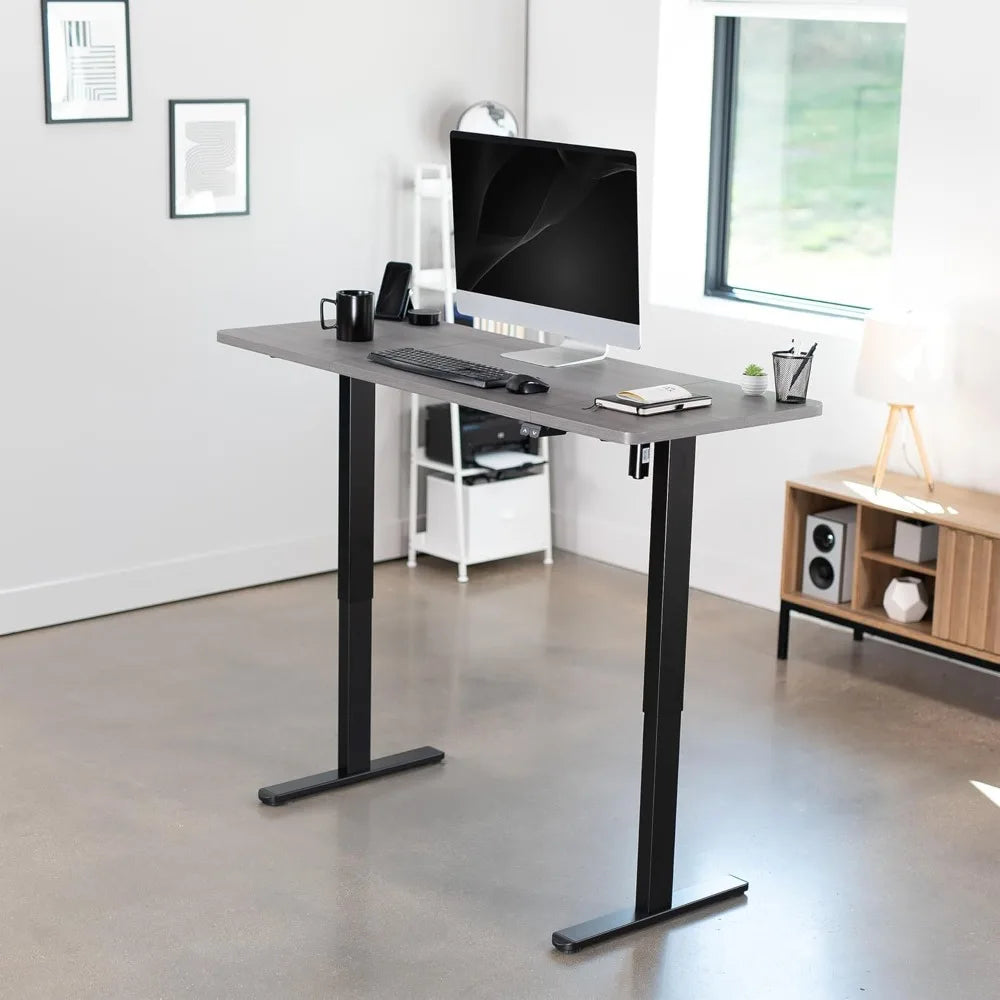 VIVO Electric 60 x 24 inch Stand Up Desk, Height Adjustable, Dark Gray Top Black Frame, Home and Office Furniture Sets, DESK-KIT