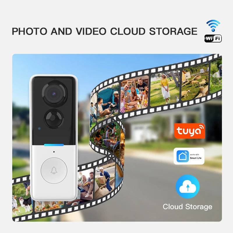 Wireless Doorbell Camera: Battery-Powered, Dual Time Announcement, High Definition, Two-Way Audio, Night Vision Smart Doorbell