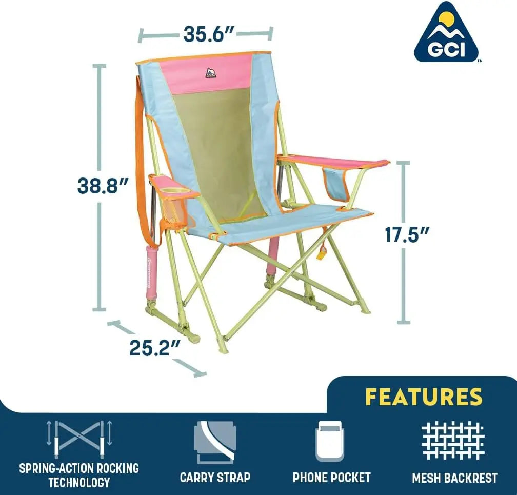 Comfort Pro Rocker Camping Chair | Portable Folding Rocking Chair with Durable Armrests & Drink Holder — Sweet Tea