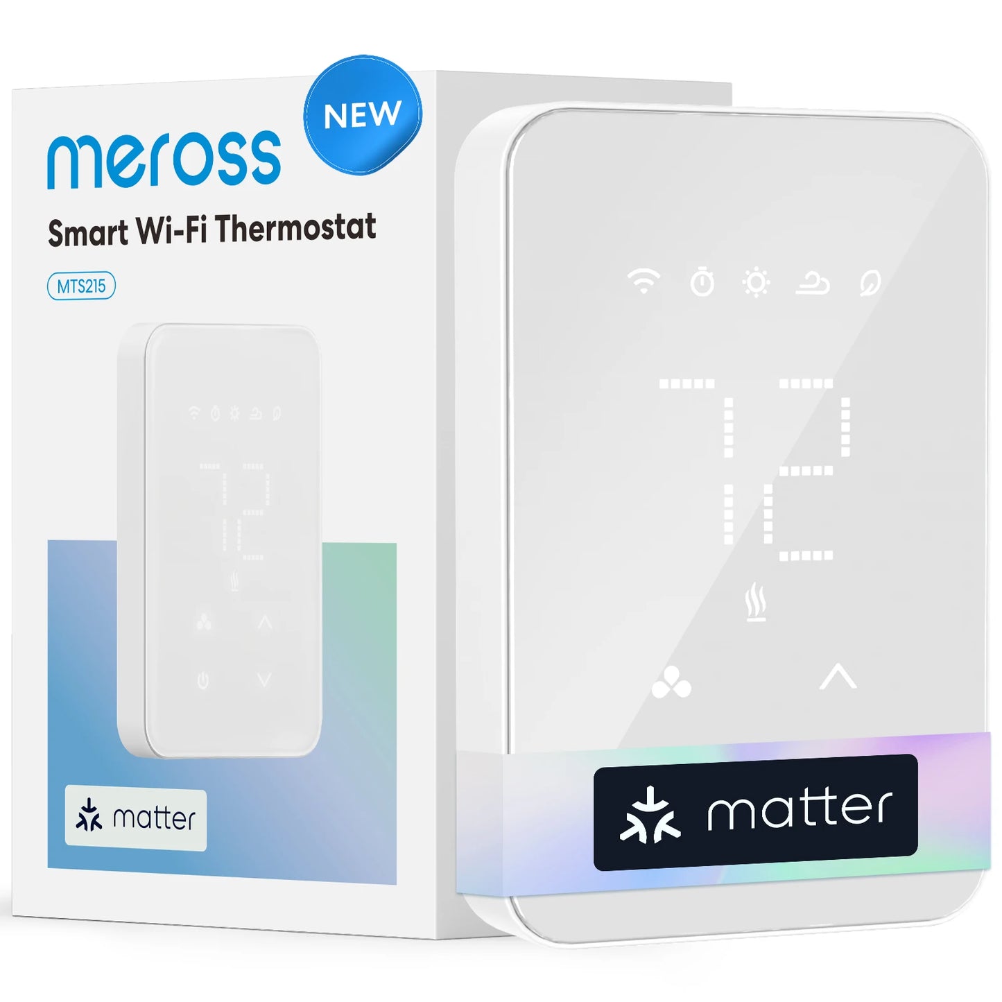 Meross Smart Matter Thermostat MTS215 US for Electric Baseboard Heater Energy Monitor Supported Wifi Heating Thermostat
