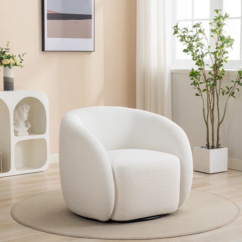 SEYNAR Modern Velvet 360 Degree Swivel Accent Armchair,Upholstered Round Barrel Side Chair for Living Room