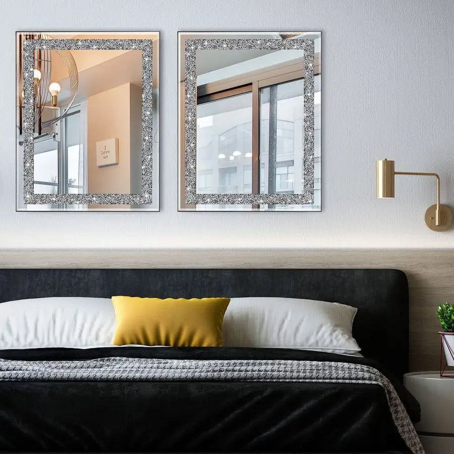Rectangular Wall Mirror, 16 x 20, Crystal Crush Diamond, Bathroom, Entryway amp Bedroom