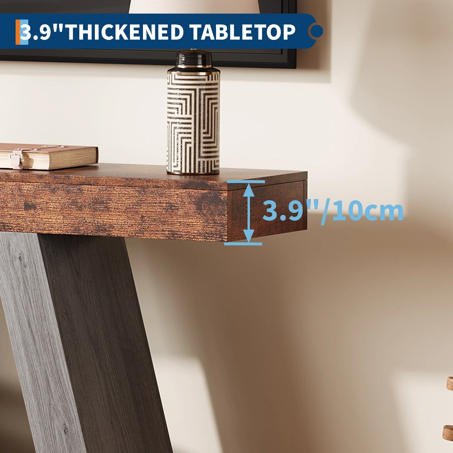 55 Inch Narrow Console Table, 2-Tier Entryway Table,Sofa Table Behind the Couch Table,Entrance Table for Living Room, Foyer