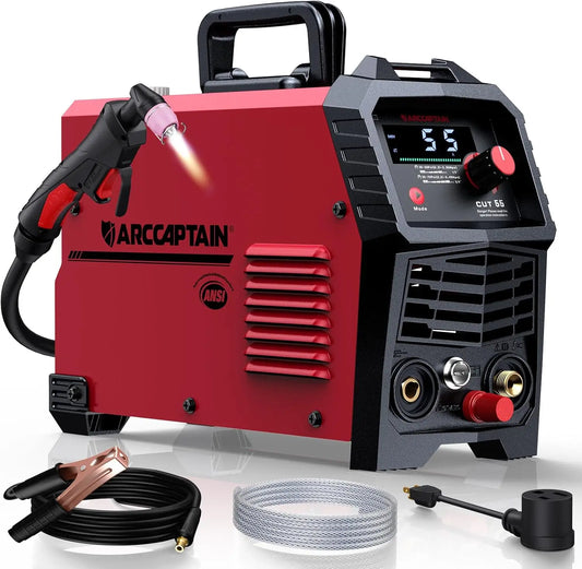 ARCCAPTAIN 55A Plasma Cutter, Large LED Display, Non-Touch Pilot ARC Plasma Cutting Machine, 120/240V Dual Voltage IGBT Inverter