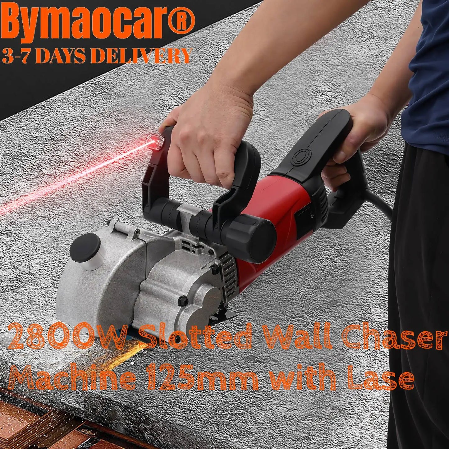 2800W Slotted Wall Chaser Machine 125mm with Laser household industrial to cut concrete, poured wall stone, electrician plumber