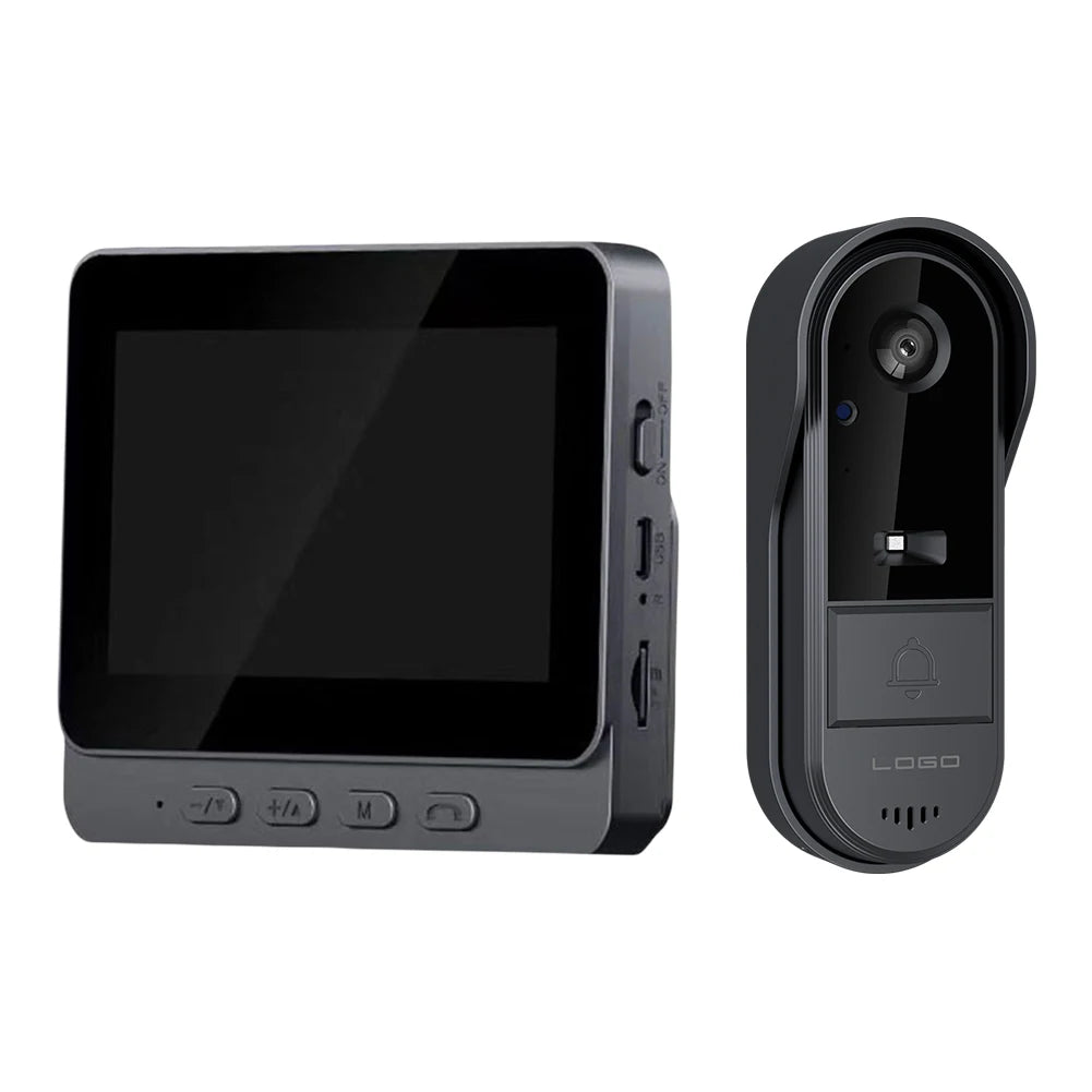 2.4G WiFi HD Doorbell Camera 4.3 Inch IPS Screen Smart Door Bell Waterproof Video Intercom Door Camera for Home Office Apartment