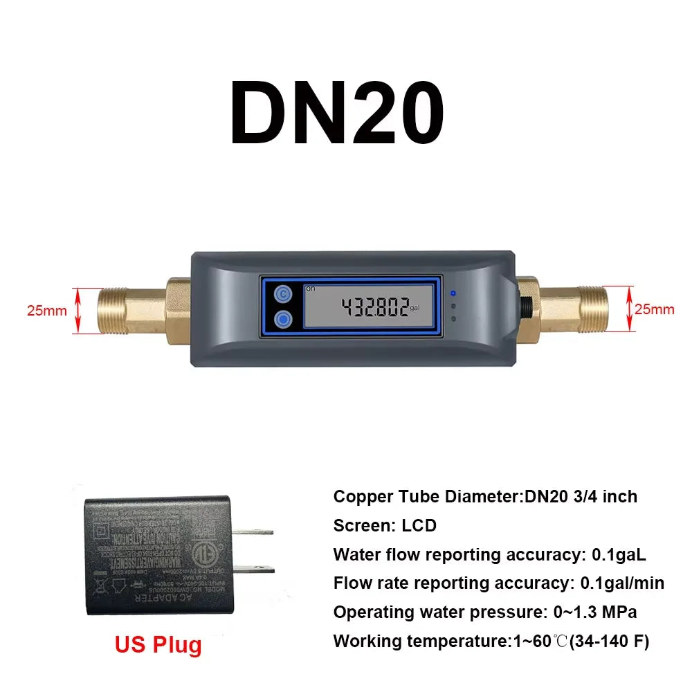 Haozee Tuya Smart WiFi Water Shutoff Valve Water Flow Rate And Water Meter Shut On/Off Remote Control Real Time Display