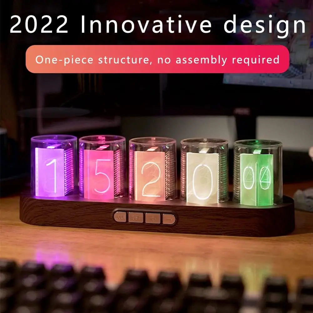 RGB Nixie Tube Style Clock with 16 Million Colors, USB Powered, Multiple Display Modes and Gift Box